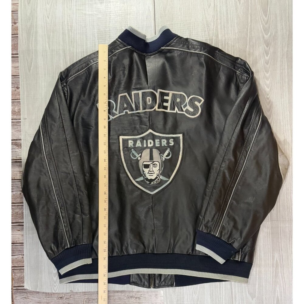 Oakland Raiders NFL G-III Carl Banks Full Zip Leather Jacket sz 2XL Vintage 90's - Picture 8 of 10